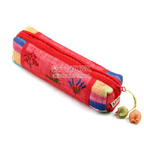 Traditional Linen Pencil Case with Floral Embroidery