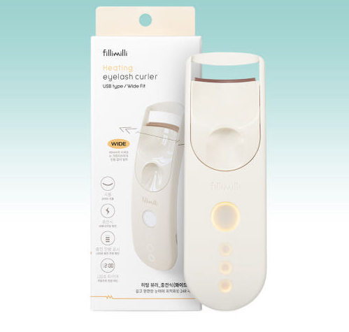 [Fillimilli] Rechargeable Heated Eyelash Curler – Basic & Wide Type, 1 Unit