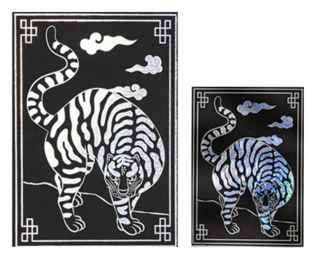 Holographic Mother-of-Pearl Scratch Art Set (Tiger Painting, Pine & Crane, Irwol Obongdo), 1 Set
