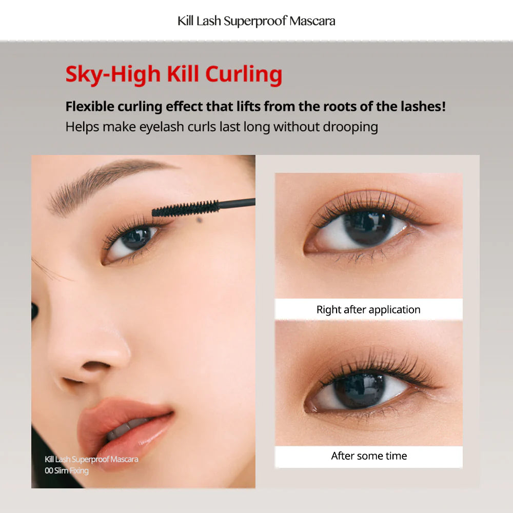 [7 SHADES/SINGLE] CLIO Kill Lash Mascara 7 g (Curl-Defining & Smudge-Proof Superproof Formula)